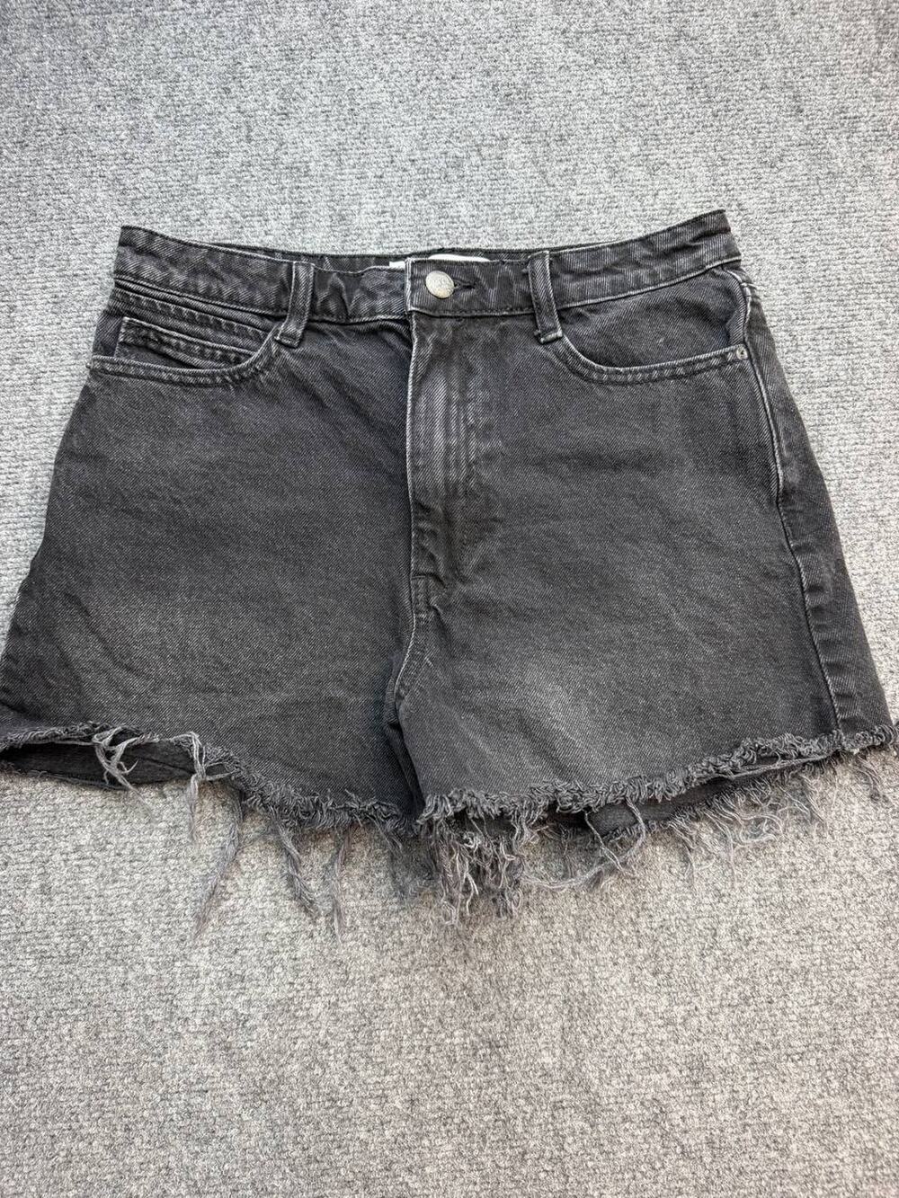 Zara Women's Size 6 Black High Rise Denim Cutoff Shorts Raw Frayed Hem